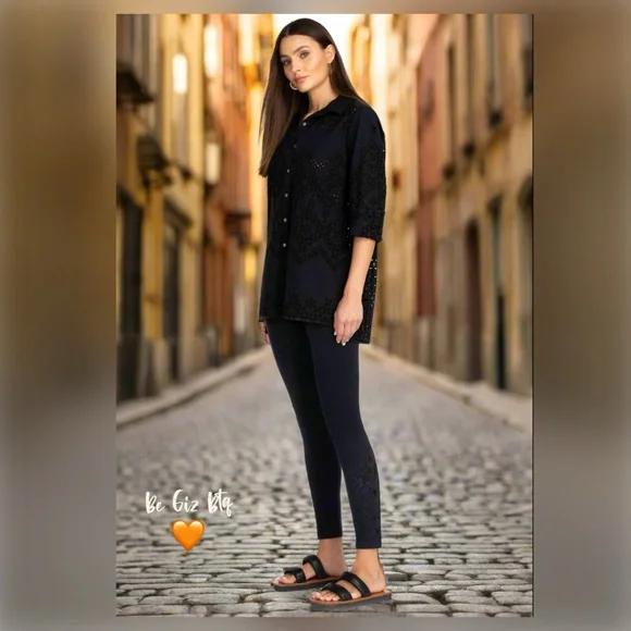 New Arrivals Johnny Was The Arzella Tonal Leggings Embroidery Black X-Large